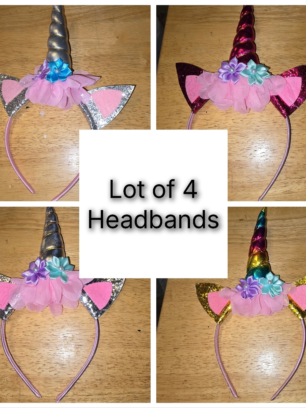 Unicorn Headband Bundle Lot of 4 Glitter Costume Dress Up Party Girls